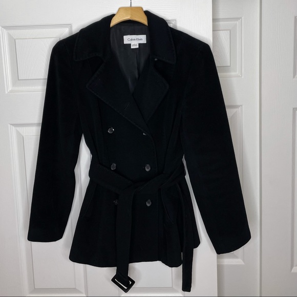 Calvin Klein Jackets & Blazers - Calvin Klein Angora/Wool Pea Coat w Belt - size 6